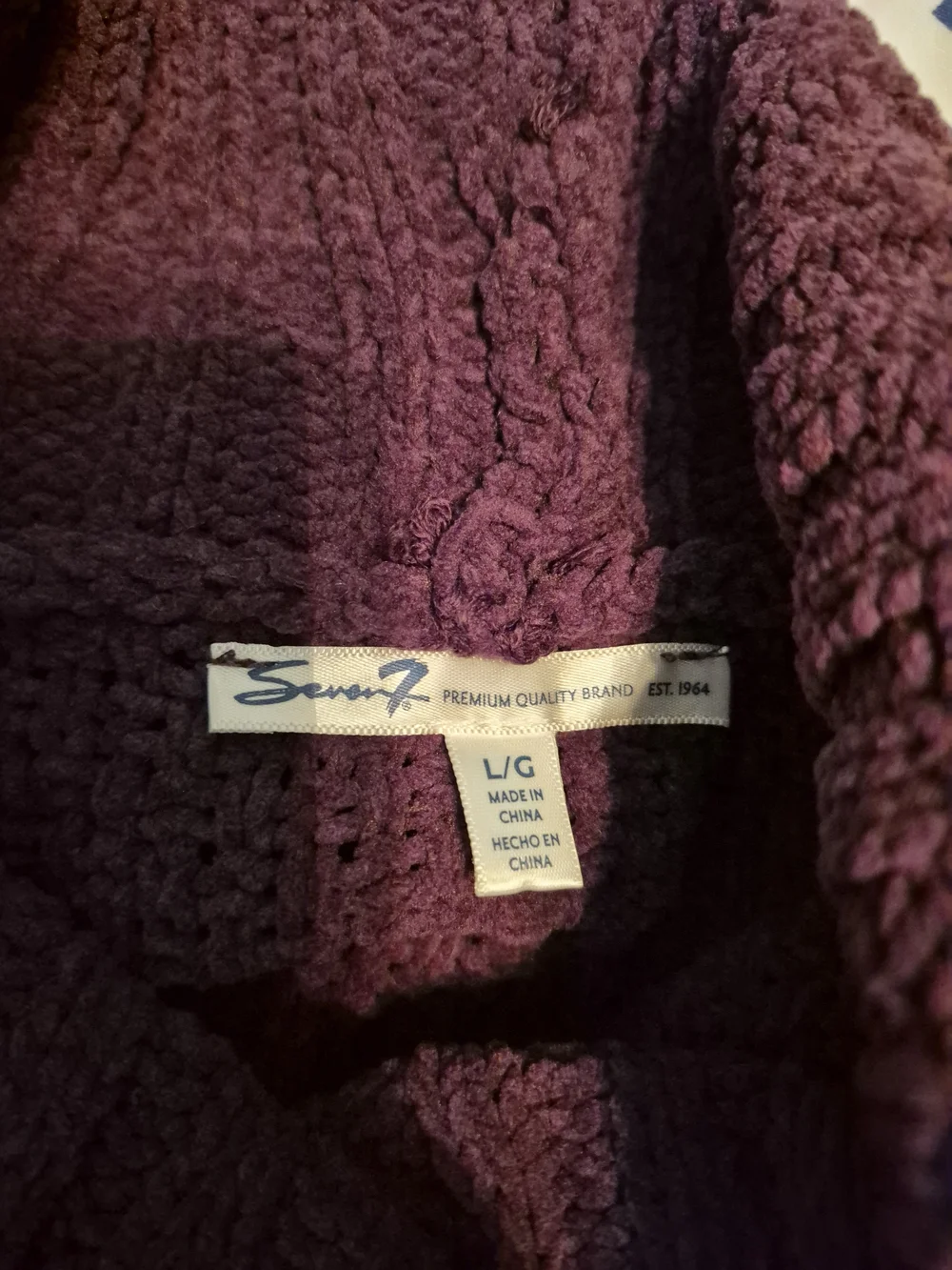 Seven7 Purple Cowl Neck Sweater Large
